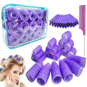 Conjunto de rolos de cabelo de 61 peças, rolos de cabelo grandes de 3 tamanhos para cabelos longos. Sem rolos de cabelo com rolos de calor com pente de clipes. 240119