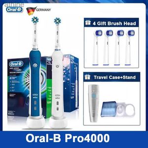Elektrische Zahnbürsten Ersatzköpfe Oral-B Zahnbürste Pro4000 3D Cross Action Clean Mode Smart Visible Pressure Sensor Aufladebürste Pro4 YQ240124