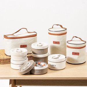 Essgeschirr, 2/3/4 Fächer, Thermo-Lunchboxen mit Aufbewahrungstasche, komplettes Set, isolierter Bento-Box-Behälter für Schulkinder