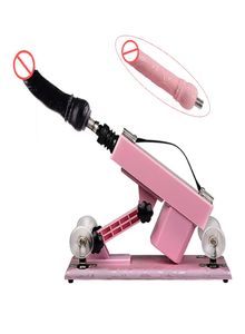 Automatisches Sexspielzeug-Maschinengewehr für Frauen, 6 cm, einziehbare weibliche Masturbations-Sex-Fickmaschinen mit schwarzem Dildo8615090