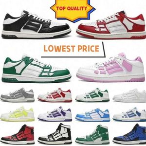 أحذية أميري Skel-top Low Nasual Shoes عظام العظام عداء أعلى انخفاض Skel Skel Women Men Retro Sneakers Black White أصلي من الجلد الدانتيل حتى الأحذية