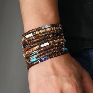 Charme pulseiras retro boêmio verão jóias étnicas natural casca de coco tigre olho colar titânio estrutura de aço