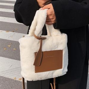 Autumn Winter Plush Bag Kvinnors storkapacitet Fashion Messenger Senior Portable Bucket Bags265f