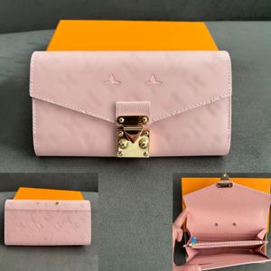 10a lange Brieftasche in Spiegelqualität, Vintage-Luxus-Designer-Kartenhalter, Damen-Geldbörsen, Herren-Geldbörsen aus echtem Leder, geprägtes rosafarbenes Schlüsseletui, Schlüsseletui, Goldmünzen-Kartenhalter