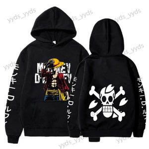 Herrtröjor tröjor anime tröjor luffy roronoa zoro manga hoodies män kvinnor hajuku casual pullover överdimensionerade fleece toppar y2k kläder t240124