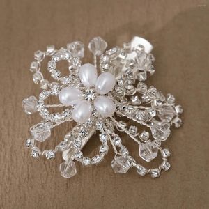 ヘアクリップ手作り模倣真珠花クリスタル合金グリップアヒルのクリップサイドベングウェディングアクセサリー