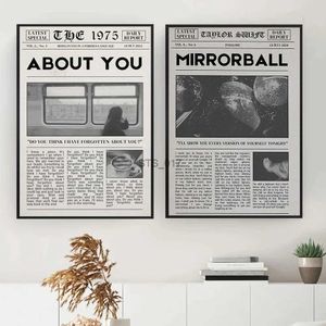 Paintings The 1975 Vintage Newspaper Pictures About You Lyric Poster Canvas Paintings Living Room Wall Art Prints for Modern Home Decor