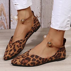 Kadın Düz Ayakkabı Yaz Moda Ayak Toe Leopar Baskı Gündelik Nefes Alabilir Slipon Açık Kadınlar 240124
