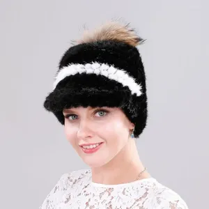 Ballkappen Wintermütze für Frau Stricken Herbst Baseballmütze mit süßem Pompon Peaked Bonnets Frauen Designer Männer