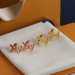 Lyxbrev Stud örhängen kvinnor mode smycken klassisk design lyckliga gräs öronproppar rosguld delikat örhängen perfekt gåva med låda