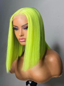 Brasilianische grüne Bob-Lace-Front-Perücken, Echthaar-Perücken, leimlose kurze Bob-Perücken, gerade, farbige Lace-Frontal-Perücken für Frauen