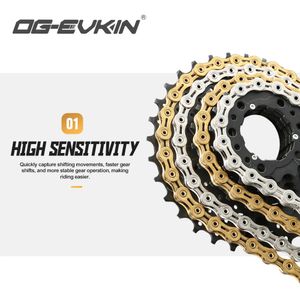 Ogevkin C01 91011 Speed ​​Bicycle Chain Halffull Hollow Bike Mountainroad Chains Ultralight 116 Quick Link Goldsilver 240118