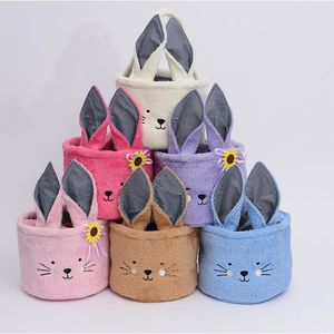 Пасхальные сумки для хранения плюшевых ушей кролика, сумка для хранения кроличьих ушей, корзина для пасхальных яиц с ручкой, корзина для украшения пасхального подарка Q914
