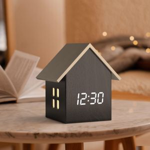 Desk & Table Clocks Digital House-Shaped Alarm Clock With Temperature Display Cute Cube Frame And White Led Dimmer Small Desk For Beds Otqx0