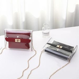 Totes Women Fashion Lady Shoulders Jelly Package Letter Purse Mobile Telefon Messenger Bag Lady Clear Transparent Jelly Pack #YY1312D