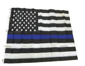 Blue Line Flag 3 x 5 ft 210d Oxford nylon med broderade stjärnor och sy ränder American Flag7431950