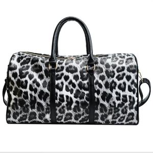 حقيبة TOTES WOMEN PU LEOPARD PRINTINE PRINTINER حقائب اليد 44 سم شفاف الأمتعة حقيبة 222L