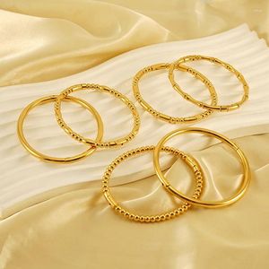 Bangle Trendy 18k Metal Gold Plated rostfritt stål Kvinnor armband Rund armband Fashion Smycken Tillbehör gåva