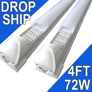 4Foof LED Shop Light Fixture, 72W T8 Integrated Tube Lights,6500K High Output Milky Cover, 4 Rows 270 Degree Lighting Warehouse, Upgraded Lights Plug and Play usastock