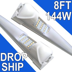 8ft LED mağaza ışığı, 144W 144000lm 6500K, Sütlü Kapak Bağlanabilir LED Tüp Işıkları, 4 Satır Entegre T8 LED aydınlatma, Garaj Atölyesi için LED Tavan Işıkları