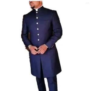 Garnitury męskie afrykańskie długie spodnie kurtki regularne szczupły dopasowanie oficjalne biznesowe strój ubrania homme groom ślub stojak na kołnierz mężczyźni