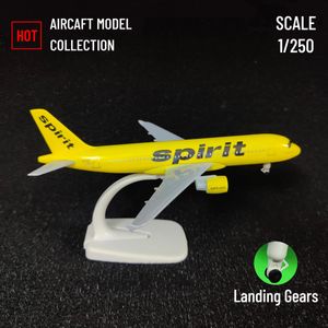 Skala 1 250 Metal Aircraft Model Replica Spirit A320 Dekoracja lotnictwa samolotu Miniaturowa kolekcja sztuki dla dzieci chłopięce zabawki 240118