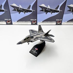 1/100スケールアロイファイターF-22米国空軍航空機F22ラプターモデル航空機の航空機平面モデルおもちゃ玩具ギフトコレクション240118