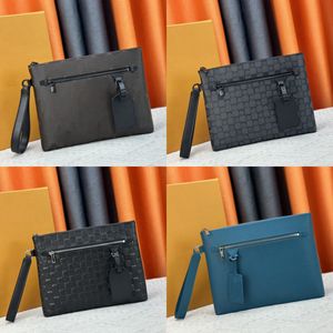 Handväska för iPad Mens Pouch Tablet Bag Pad blixtlås Koppling äkta läderväskor 30*22*5 cm