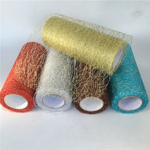 9.2m/roll Organza sheer scroll fabric ribbon DIY Tutu skiing gift craft party chair belt wedding party decoration gold and silver 240124