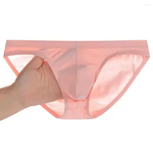 Cuecas homens u convexo briefs tronco calcinha ultra-fino baixo aumento cor sólida respirável gay roupa interior calças triângulo calcinha tanga 