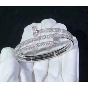 Customized Jewelry Women's Bangle 18cm Titanium Nail Bracelet Rhodium 18k Gold Rose Gold Plated Iced Out Diamonds Bangle