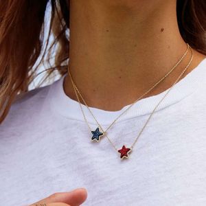 Designer Jewelry Kendras Scotts Necklace Jaes Fashion Colorful Crystal Teeth Star Necklace Womens Jewelry Style Geometric Pentagonal Star Collarbone Chain