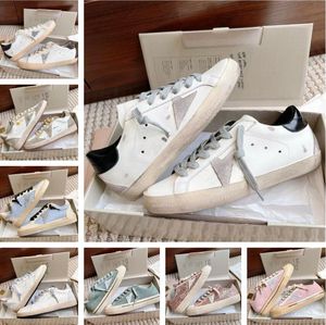 2024 Fashion Women Mens Designer Casual Shoes Mid Star White Black Silver Glitter Pink Suede Leather Sneakers Vintage Italy Brand Handmade Platform Trainers