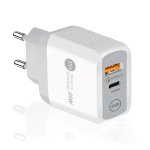 25W Hızlı Şarj QC3.0 PD Şarj Cihazı USB Tip C Telefon Duvarı Şarj Cihazı Adaptörü İPhone 15 Samsung S24 Çift Bağlantı Noktaları Hızlı Şarj Cihazı AB UK ABD Fişi