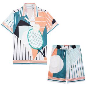 6 Men's Tracksuits Mens Hawaiian Beach Sets Vacation Shirts for Men and Women Color Blocking Printed Shorts Set#02