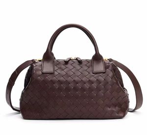 Bauletto Bowling Bag Women Real Leather Shoulder Bags Crafted From Intrecciato Leather Handbags Luxury Designer Brand Woven Totes Ladies Purse Crossbody Bag 2595