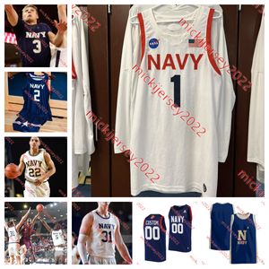 Navy Midshipmen Basketball Jersey Lysander Rehnstrom Kam Summers Mac MacDonald Amir Whitlock Myles Evans Mitch Fischer Custom Stitched Mens Youth Navy Jerseys