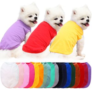 2024 sublimering tomt diy hundkläder bomullshund kläder vita västar blanker husdjur skjortor fast färg t -shirt för små hundar katt röd blå gul