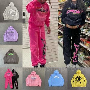 SP5der Young Thug 555555 Män kvinnor hoodie högkvalitativ skumtryck spindel web grafisk rosa tröjor y2k pullovers s-xl