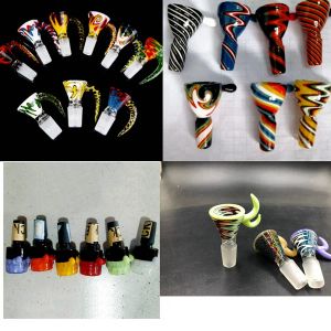 New Arrived Colorful 14mm bowl and 18mm glass bowl Male Joint Handle Beautiful Slide bowl piece smoking Accessories LL