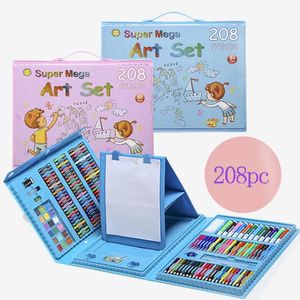 Suprimentos 208pc pincel lápis arte pintura conjunto material escolar das crianças caneta aquarela kit de desenho profissional conjunto presente para crianças