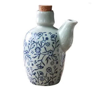 Förvaringsflaskor keramisk kryddor flaskan keramik kinesisk sojasås vinäger fettkruka matolja dispenser med anti -omskiftande handtag