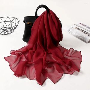 Schals 2024 Seide Frauen Sonnencreme Strand Schal Chiffon Hals Dekorative Muslim Hijab Bandana Solide Sommer Lange Schal