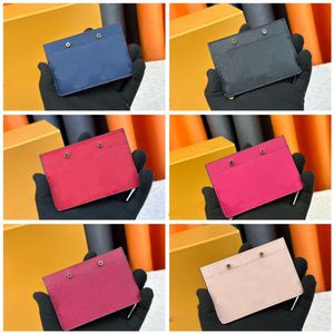 Mini Embossed Card holder With Orange box Coin Purses Key Pouch Genuine Leather Holders Designer Womens Mens Key Ring Credit Card Holder Wallet Bag