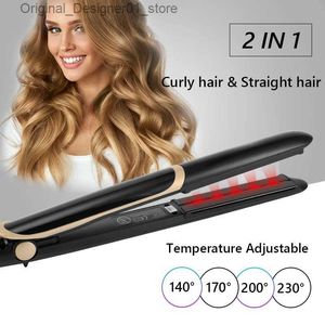 Alisadores de cabelo Alisador de cabelo Ferros Ultrasonic Infravermelho Cabelo Ferro Display LCD Cabelos Flat Iron Board Recuperar Ferros de Cabelo Danificados Q240124