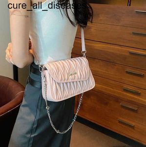 High grade internet sensation versatile pleated underarm women's bag small golden ball chain square one shoulder crossbody Handbags black friday