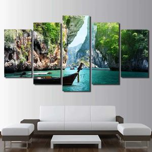 Pinturas Arte Da Parede Da Lona 5 Peças Home Decor Quadro Fotos Natureza Canyon Lago Paisagem Pôsteres Moderno Quarto Decoração Pinturas