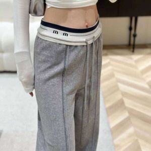 calça feminina calça designer letra feminina bordado bordado gráfico de moletom de moletom casual elástica linear calças retas