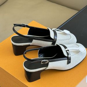 Dress Shoes Small Square Chunky Heels Sandals Pumps Mary Jane Leather Shoes Women Fashion Summer Sandals Simple Loafers High Heels Waterproof Platform Thick Heel