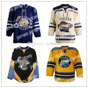 College Hockey Veste Thr Toledo Walleye Hockey Jersey Bordado Costurado Personaliza qualquer número e nome Jerseys